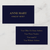 ネイビーブルー金ゴールドメイクアップミニマルアーティスト 名刺 (正面/裏面)