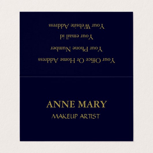 ネイビーブルー金ゴールドメイクアップモダンアーティスト 名刺 (外部フラット)