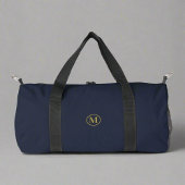 ネイビーブルー金ゴールドモノグラムミニマルLクリーンスポーツジム ダッフルバッグ