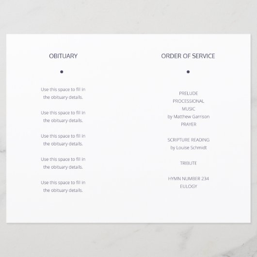 ネイビーブルー金ゴールドライフ葬儀プログラムお祝い (裏面)