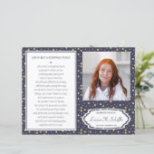 ネイビーブルー金ゴールドライフ葬儀プログラムお祝い (スタンド正面)