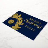 ネイビーブルー金ゴールドリースメリークリスマス 箔シーズンカード (回転した状態)