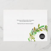 ネイビーブルー金ゴールドリースメリークリスマス 箔シーズンカード (裏面)