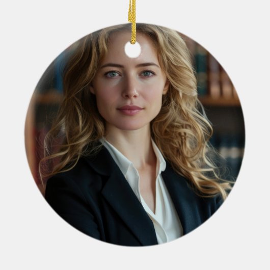 ネイビーブルー金ゴールドロースクール卒業クリスマス セラミックオーナメント (裏面)