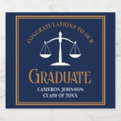 ネイビーブルー金ゴールドロースクール卒業党 スパークリングワインラベル (シングルラベル)