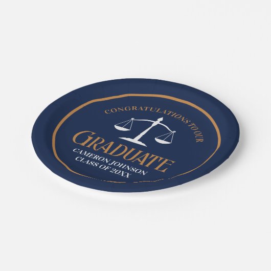 ネイビーブルー金ゴールドロースクール卒業党 ペーパープレート (アングル)