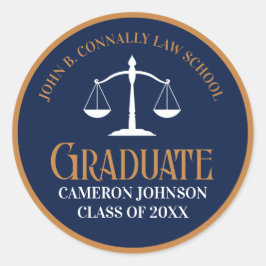 ネイビーブルー金ゴールドロースクール卒業党 ラウンドシール