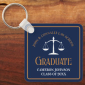 ネイビーブルー金ゴールドロースクール卒業記念 キーホルダー (正面)
