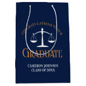 ネイビーブルー金ゴールドロースクール卒業 ミディアムペーパーバッグ (正面)