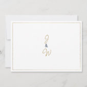 ネイビーブルー金ゴールドヴィンテージ書道ありがとう 招待状 (裏面)