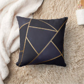 ネイビーブルー金ゴールド三角形のジオメトリックエレガントクラス クッション (ブランケット)