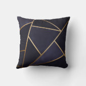 ネイビーブルー金ゴールド三角形のジオメトリックエレガントクラス クッション (裏面)