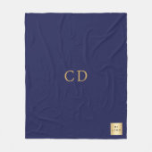 ネイビーブルー金ゴールド企業のロゴモノグラム贅沢 フリースブランケット (正面)