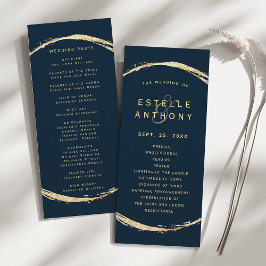 ネイビーブルー金ゴールド円フレームアンパサンド結婚ズ プログラム