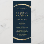 ネイビーブルー金ゴールド円フレームアンパサンド結婚ズ プログラム (正面)