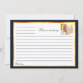 ネイビーブルー金ゴールド写真記念共有メモリカード 招待状 (正面)