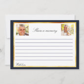 ネイビーブルー金ゴールド写真記念共有メモリカード 招待状 (正面)