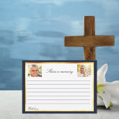 ネイビーブルー金ゴールド写真記念共有メモリカード 招待状