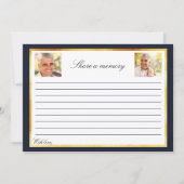 ネイビーブルー金ゴールド写真記念共有メモリカード 招待状 (正面)