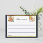 ネイビーブルー金ゴールド写真記念共有メモリカード 招待状 (スタンド正面)