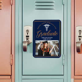 ネイビーブルー金ゴールド医学校写真卒業 マグネット