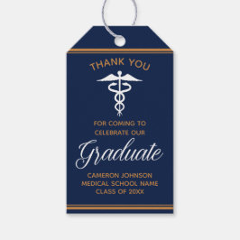 ネイビーブルー金ゴールド医学校卒業会 ギフトタグ