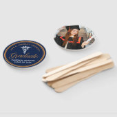 ネイビーブルー金ゴールド医学校卒業写真 ハンドファン (組立なし)