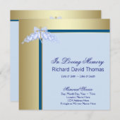 ネイビーブルー金ゴールド十字愛の記憶のメモリアル 招待状 (正面/裏面)