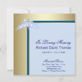 ネイビーブルー金ゴールド十字愛の記憶のメモリアル 招待状 (正面)