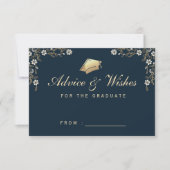 ネイビーブルー金ゴールド卒業アドバイスエンクロージャカード サンキューカード (正面)