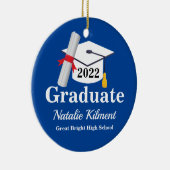 ネイビーブルー金ゴールド卒業キャップクラス2022写真 セラミックオーナメント (右)