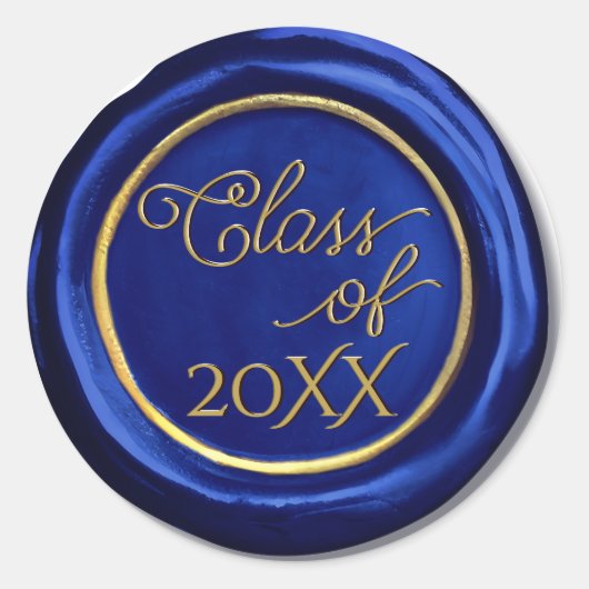 ネイビーブルー金ゴールド卒業クラスのワックスシール ラウンドシール (正面)