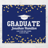 ネイビーブルー金ゴールド卒業会 スパークリングワインラベル (シングルラベル)