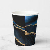 ネイビーブルー金ゴールド大理石あなたの手紙の名前紙カップ 紙コップ (右)