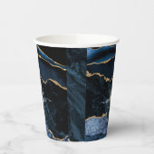 ネイビーブルー金ゴールド大理石あなたの手紙の名前紙カップ 紙コップ (左)