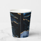 ネイビーブルー金ゴールド大理石あなたの手紙の名前紙カップ 紙コップ (右)