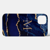 ネイビーブルー金ゴールド大理石あなたの手紙の名前iPhoneケース Case-Mate iPhoneケース (裏面 (横))