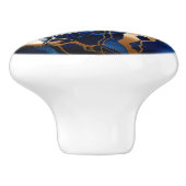 ネイビーブルー金ゴールド大理石アルコールインク抽象芸術 セラミックノブ (側面)