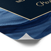 ネイビーブルー金ゴールド大理石ゲート結婚プラグ ポスター (角)