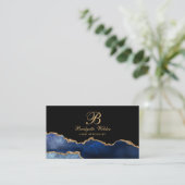 ネイビーブルー金ゴールド大理石瑪瑙ラッシュスペシャリスト 名刺 (スタンド正面)