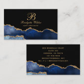 ネイビーブルー金ゴールド大理石瑪瑙ラッシュスペシャリスト 名刺 (正面/裏面)