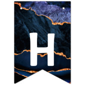 ネイビーブルー金ゴールド大理石誕生日バンティングフラグ バンティングフラッグ (第2の旗)