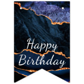 ネイビーブルー金ゴールド大理石誕生日バンティングフラグ バンティングフラッグ (第1の旗)