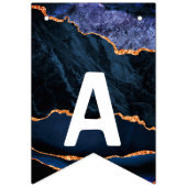 ネイビーブルー金ゴールド大理石誕生日バンティングフラグ バンティングフラッグ (第3の旗)