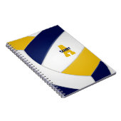 ネイビーブルー金ゴールド女子パーソナライズされた男子バレーボール ノートブック (右側)