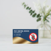 ネイビーブルー金ゴールド害虫駆除サービス 名刺 (スタンド正面)