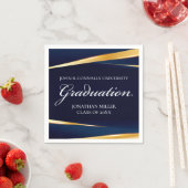 ネイビーブルー金ゴールド幾何フォーマル卒業パーティー スタンダードカクテルナプキン (インサイチュ)