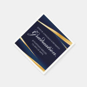 ネイビーブルー金ゴールド幾何フォーマル卒業パーティー スタンダードカクテルナプキン (角)