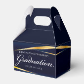 ネイビーブルー金ゴールド幾何フォーマル卒業パーティー フェイバーボックス (正面サイド)