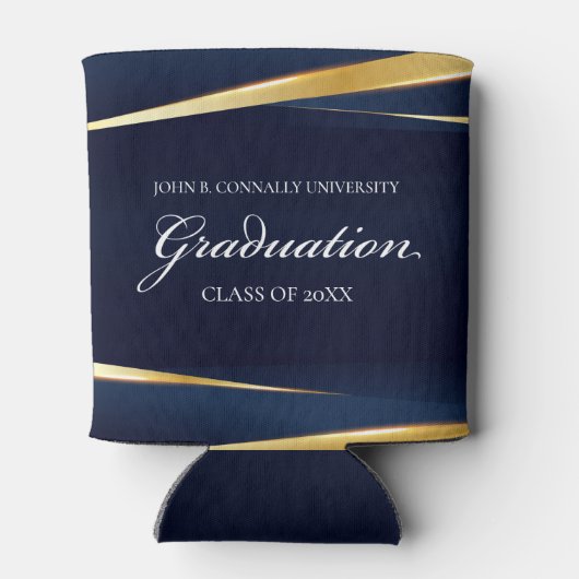 ネイビーブルー金ゴールド幾何フォーマル卒業パーティー 缶クーラー (裏面)